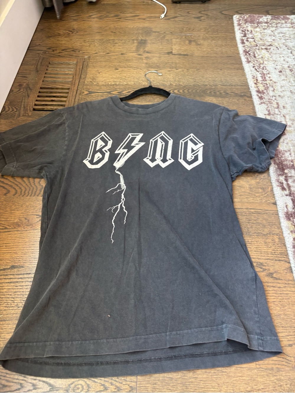ANINE BING Vintage Washed Charcoal BING Graphic Tee | M